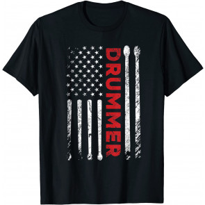 Vintage Drummer American Flag Drum Sticks Men Women T-Shirt