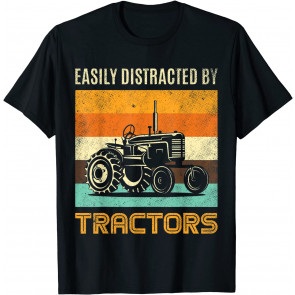 Vintage Easily Distracted By Tractors - Tractor T-Shirt