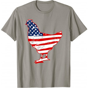 Vintage Farm Chicken Fourth Of July Flag Labor Memorial Day T-Shirt
