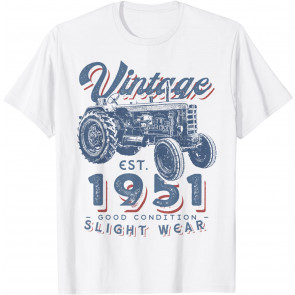 Vintage Farmer Tractor Established 1951 70th Birthday Party T-Shirt
