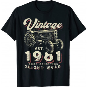 Vintage Farmer Tractor Established 1981 40th Birthday Party T-Shirt
