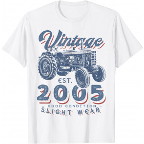 Vintage Farmer Tractor Established 2005 16th Birthday Party T-Shirt