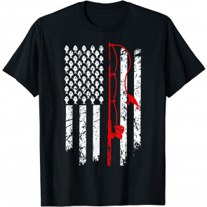 Vintage Fishing Clothes American Flag Bass Fishing T-Shirt