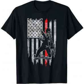 Vintage Fishing Top American Flag Fly Fishing Thin Red Line T-Shirt