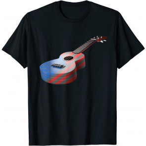 Vintage Guitar American Flag  T-Shirt