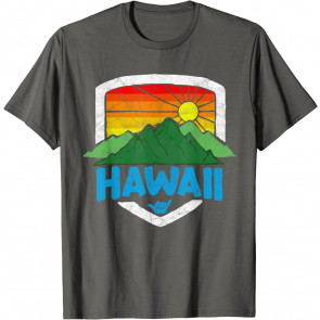 Vintage Hawaii Graphic Retro Rainbow Sun 80's Design T-Shirt