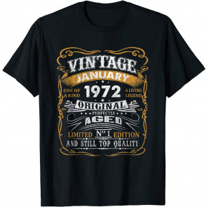 Vintage January 1972 Gifts 50 Year Old 50th Birthday Gift T-Shirt