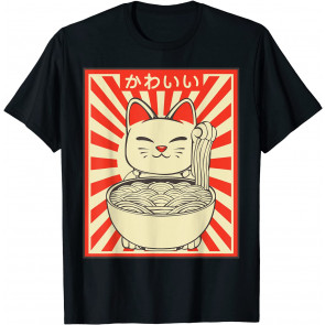 Vintage Kawaii Cat Ramen Lover Anime Retro Japanese Food T-Shirt