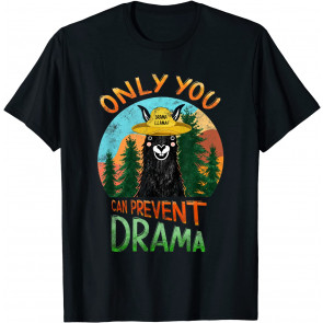 Vintage Llama Camping Only You Can Prevent Drama Women Men T-Shirt
