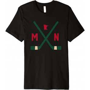 Vintage Minnesota Hockey Sticks State Outline T-Shirt