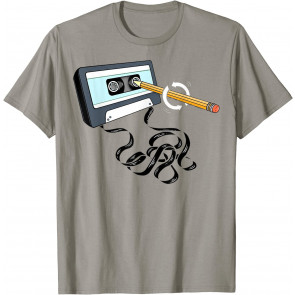Vintage Music 80s 90s With Pencil Winding Up A Cassette Tape T-Shirt