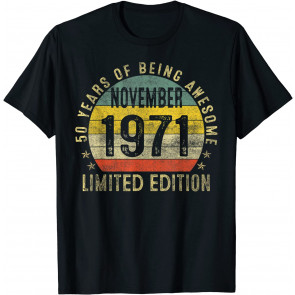 Vintage November 1971 Limited Edition 50th Birthday Sunset T-Shirt