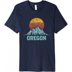 Vintage Oregon Retro Distressed Mountains Ski 80's Sunset T-Shirt