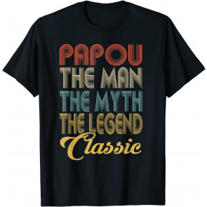 Vintage Papou The Man Myth Legend Grandpa Gift Retro T-Shirt