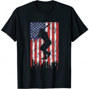 Vintage Patriotic American Flag Baseball T-Shirt