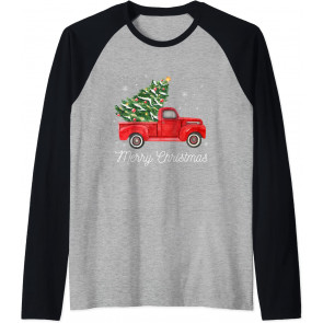 Vintage Red Truck With Merry Christmas Tree T-Shirt