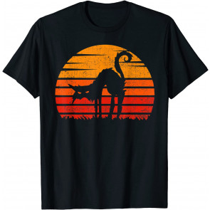 Vintage Retro Sunset Halloween Black Cat Scary Costume T-Shirt