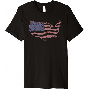Vintage USA American Flag United States Map Proud Patriotic T-Shirt
