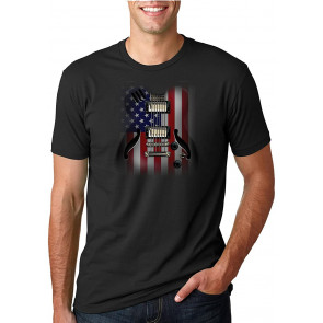 Vintage USA Flag Rock And Roll Guitar Americana/American T-Shirt