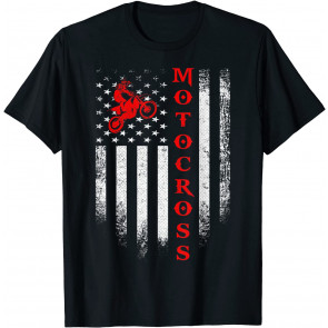 Vintage USA Motorcross Dirt Bike American Flag Patriotic T-Shirt