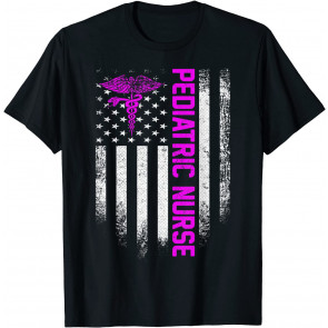 Vintage USA Pediatric Nurse American Flag Patriotic Gift T-Shirt