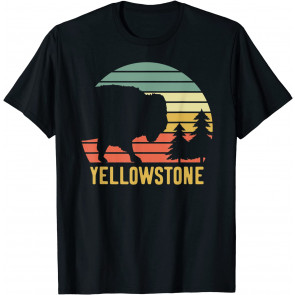 Vintage Yellowstone National Park Retro Travel Buffalo Bison T-Shirt