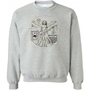Vitruvian Music - Leonardo Davinci Man Guitar - Fleece Sweat T-Shirt
