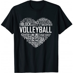 Volleyball Lover Heart Volley Gift For Players And Coaches T-Shirt