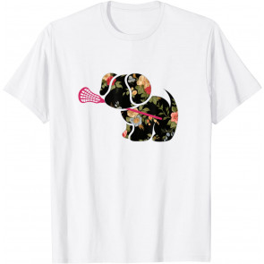 Waffles The Dog - Stick In Mouth Floral Puppy Lacrosse  T-Shirt