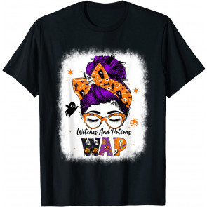 Wap Witches And Potions Messy Bun Witch Halloween Costume T-Shirt