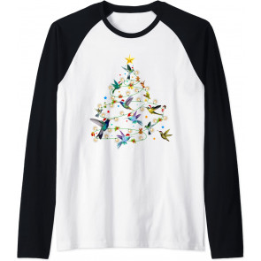 Watercolor Hummingbird Christmas Tree For Bird Lover T-Shirt