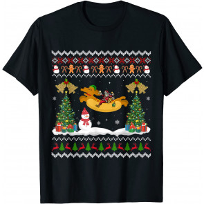 Weiner Daschund Ugly Xmas Beer Santa Riding Weiner Christmas T-Shirt