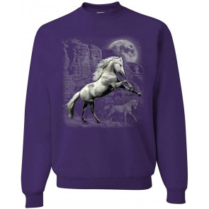 White Horse With Moon In The Darkness Animal Lover T-Shirt