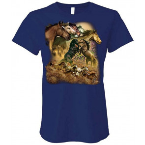 Wild Horses - Southwestern America USA - Ladies Cotton T-Shirt
