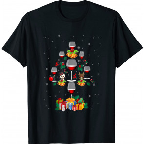 Wine Christmas Tree Xmas Ornament Decor T-Shirt