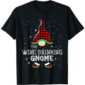 Wine Drinking Gnome Plaid T-Shirt