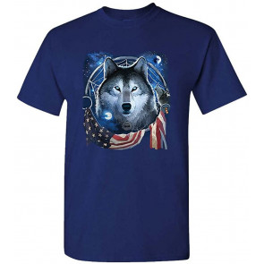 Wolf Dream Flag - USA Patriotic Wolves Indian - T-Shirt