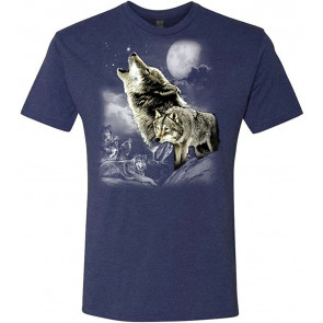 Wolf Wilderness - Wolves Howling America Indian - Tri-Blend T-Shirt