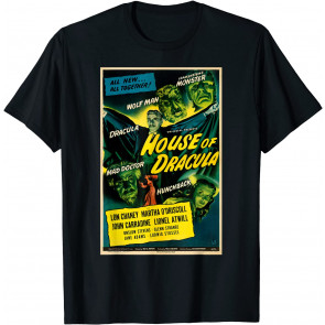Wolfman Dracula Retro Halloween Monster Poster Horror Movie T-Shirt