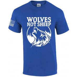 Wolves Not Sheep Howling Wolf Head Patriotic American Flag Sleeve T-Shirt