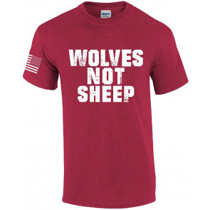 Wolves Not Sheep Patriotic American Flag Sleeve T-Shirt