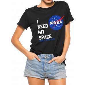 Women NASA Letter Print T-Shirt