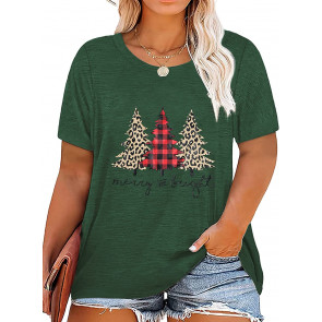 Women Plus Size Christmas Funny Merry Christmas Tree T-Shirt