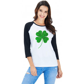 Women St. Patrick's Day Irish 3/4 Sleeve Baseball Jersey T-Shirt
