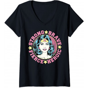 Wonder Woman Strong Brave Vintage Wrap Around T-Shirt