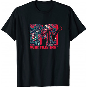 X MTV - The Official MTV Logo - Roses And Tattoo Style T-Shirt