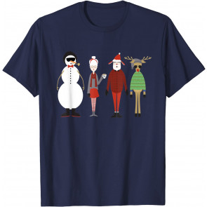 Xmas Hipster Santa & Mrs Claus Snowman Rudy Reindeer T-Shirt