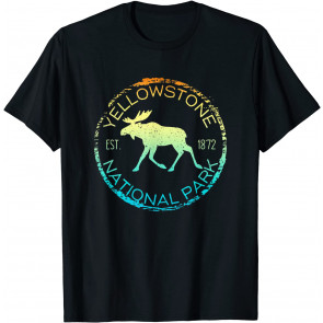 Yellowstone National Park Wyoming Retro Moose Hiker Souvenir T-Shirt