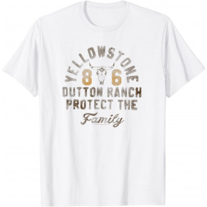 Yellowstone Protect The Family Distressed Text Dutton Ranch T-Shirt