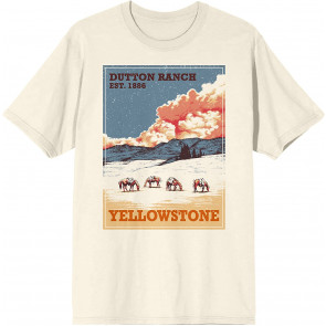 Yellowstone Vintage Style Destination Poster Mens Natural Graphic T-Shirt